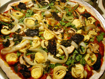 Davis-Gail-Pizza Artichoke, Asparagus, Spinach, Sun-dried Tomato, Mushroom, Onion Pizza